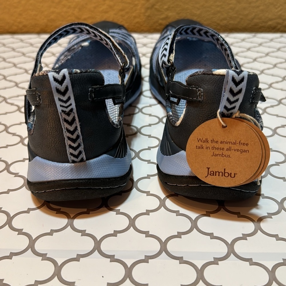 Jambu Womens Alley Mary Janes White & Black Adjustable Flats. Size 8.5 - Picture 3 of 6